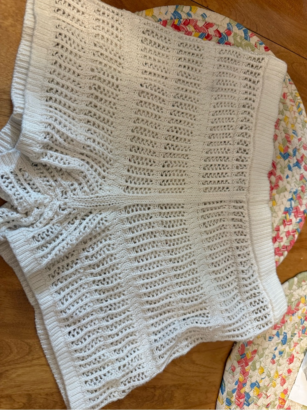 Aerie White Crochet Knit Shorts